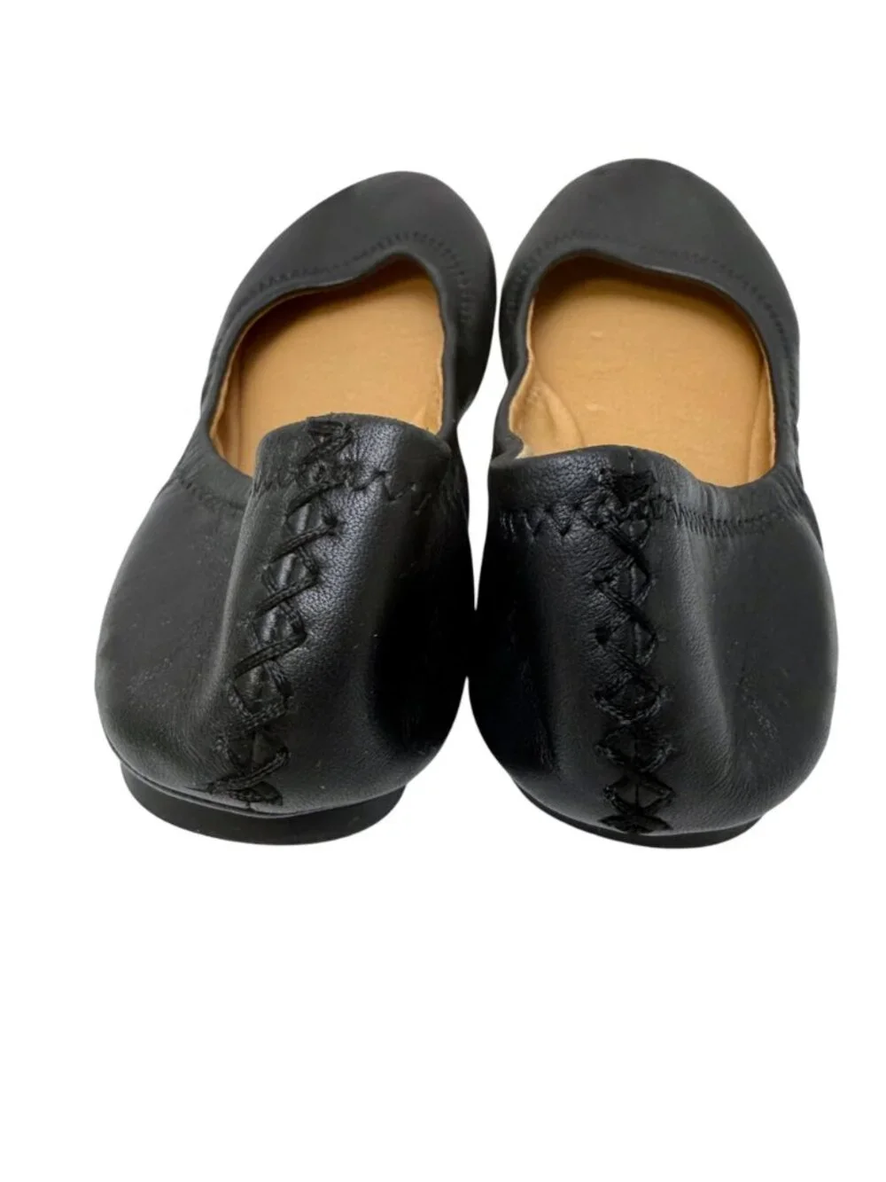 Lucky Brand Ballet Flats 7.5 Wide Black Leather Round Toe Womens Emmie Shoes